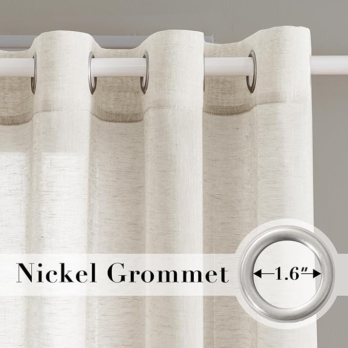 H.VERSAILTEX Natural Linen Semi Sheer Curtains Soft Semi Sheer Curtain Panels - Image 2