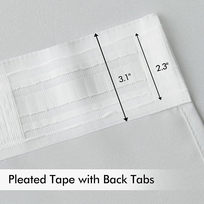 MIULEE Greyish White Back Tab Blackout Curtains 52x96 Inch Long 2 Panels | Rod - Image 4