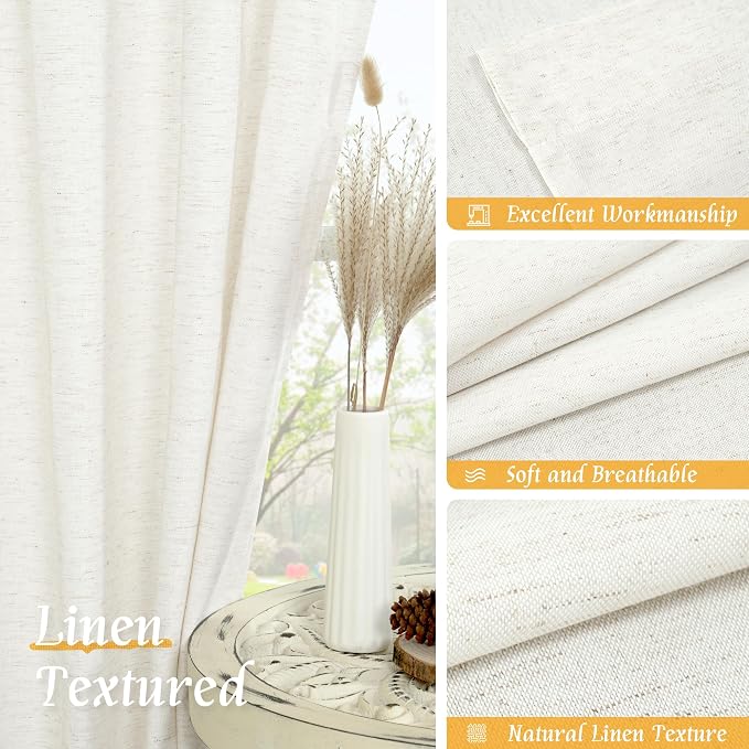 LAMIT Faux Linen Curtains 63 inches Long - Image 7