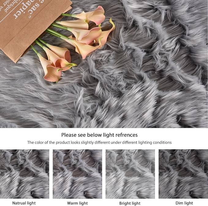 ORINOVA Silver Grey Washable Furry Area Rugs - Image 8