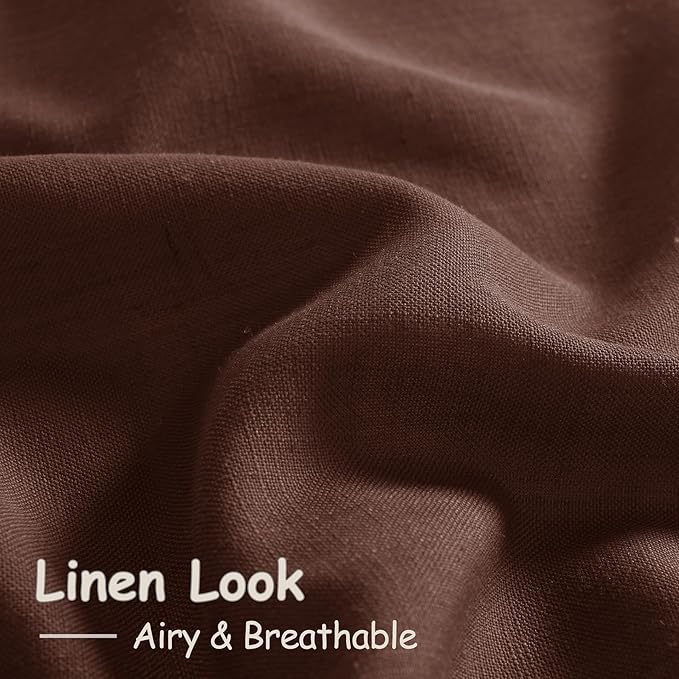 Nanspring Rustic Brown Linen Curtains 108 Inches Long - Image 5