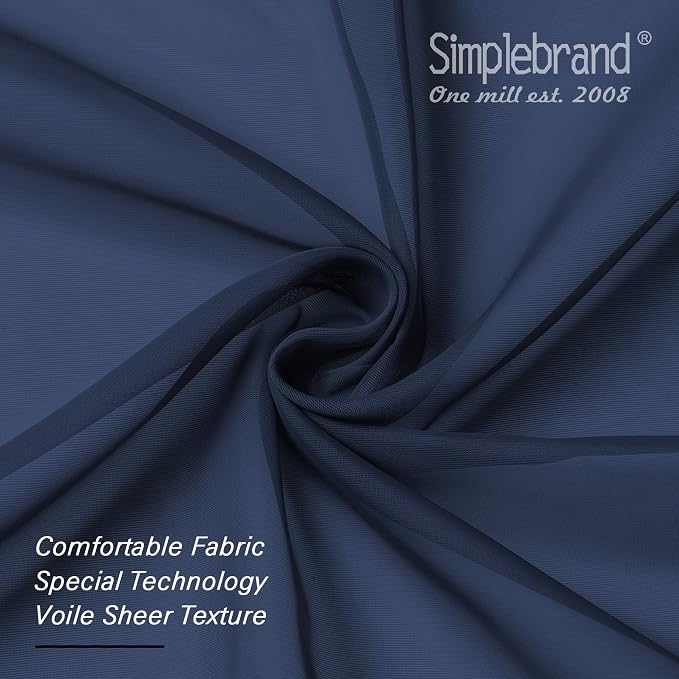 Simplebrand Blue Sheer Curtains 63 Inch Length 2 Panels, Rod Pocket Solid Color - Image 8