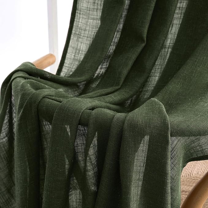 MIULEE Olive Green Linen Curtains 90 Inch Length 2 Panels - Image 6