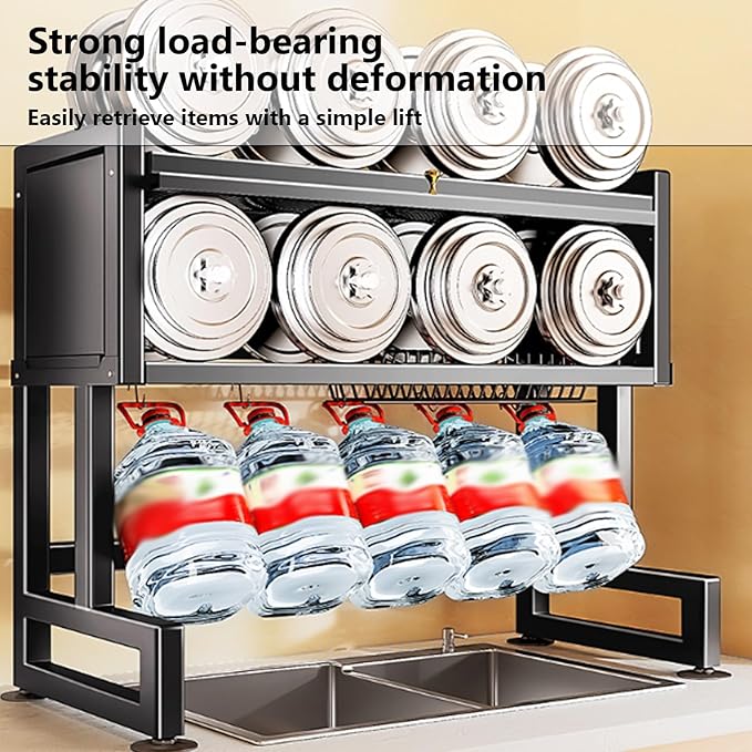 Home Furnishing Over The Sink Dish Drainer Drying Rack 3 Tier Over Sink Dish Rack for,oversink Dish Dry Rack,Space Saving Dish Drying Rack,Kitchen Sink Organizer countertop(Black,95cm/37.4in)