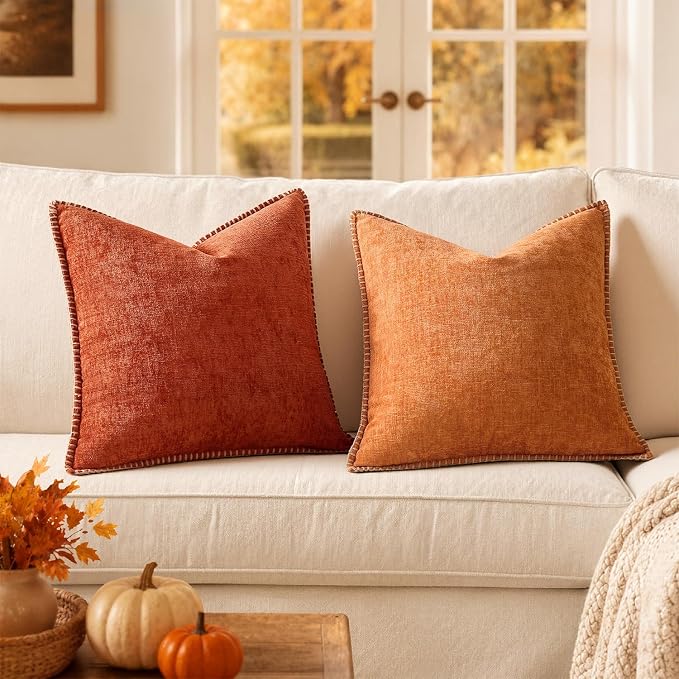 MIULEE Fall Decorative Couch Throw Pillow Covers 18x18 Inch Rust 2 Pack | - Image 5