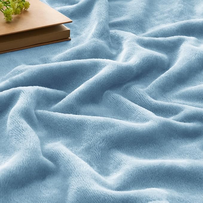BEDELITE Fleece Blanket Soft Plush King Bed Blanket Washed Blue 108"x90" | - Image 4