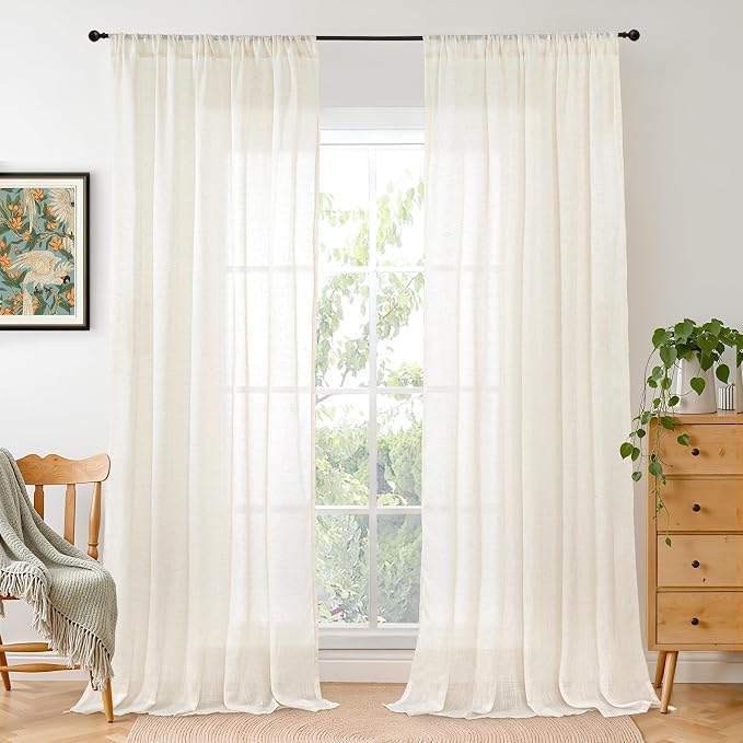 BGment Ivory Linen Curtains 98 Inches Long by BGment