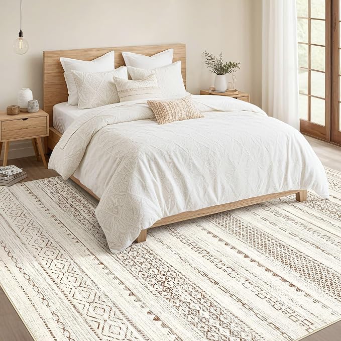Nakagishi Area Rugs 8x10 Living Room: Washable Boho Large Neutral Soft - Image 5