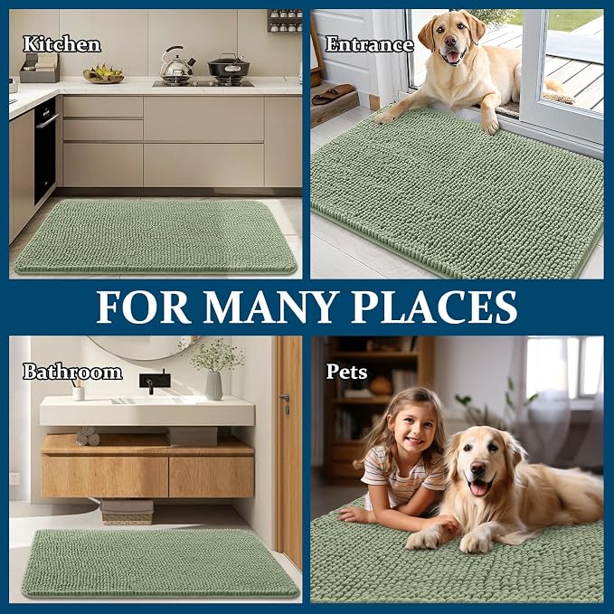 OLANLY Dog Door Mat for Muddy Paws 44x24, Super Absorbent Chenille Mud Mat | - Image 8