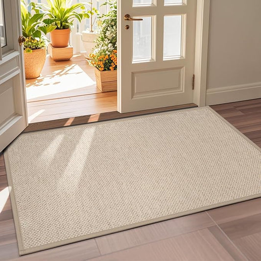 LEKEEPGO Door Mat 36"x59", Non Slip Door Mat Indoor Entrance, Rubber Backing Front Indoor Door mat Washable Absorbent Low-Profile Entryway Entry Resist Dirt Inside Door Mats, Khaki