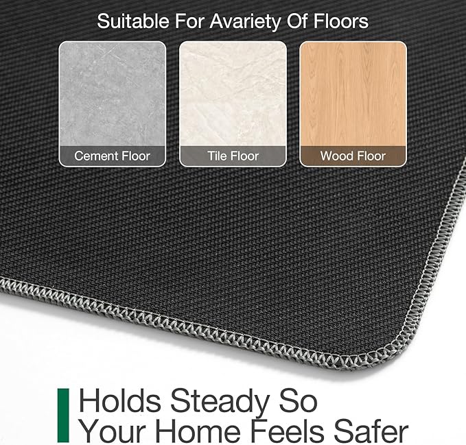 LUMI Ultra Thin Door Mat for Entryway,32"x48" Low Profile Non Slip Rubber Backing Indoor Doormat, Easy Clean Welcome Entrance Mat for Inside House, Patio, Greenish Grey