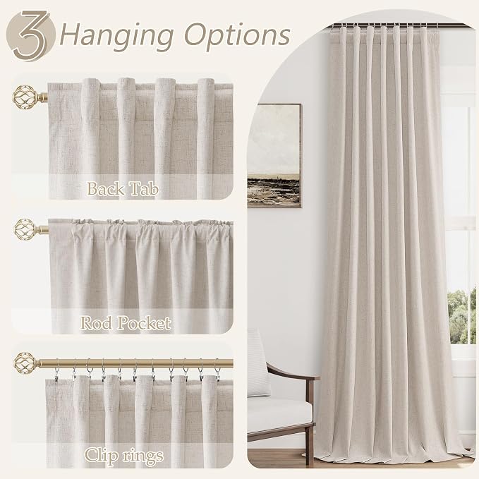 Guken 100% Blackout Curtains 96 Inch Length 2 Panels Set - Image 6