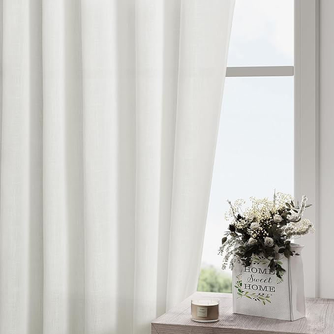 Linen Off White Curtains 120 inch Extra Long - Image 3