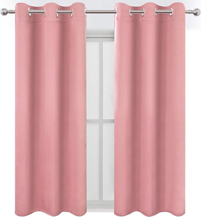 LEMOMO Pink Blackout Curtains 40 x 63 Inch Length/Set of 2 Curtain - Image 3