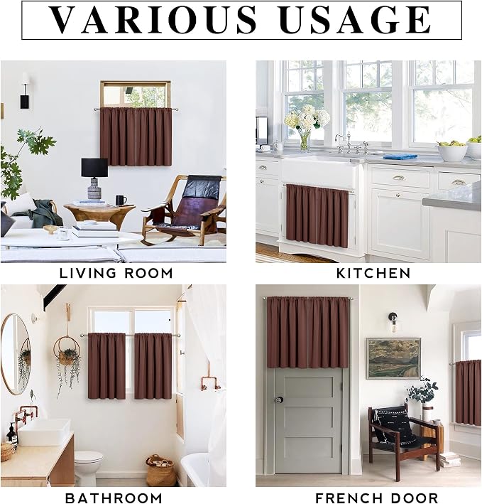 RYB HOME Basement Bathroom Kitchen Cafe Blackout Privacy Curtains, Short - Image 6