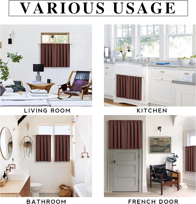 RYB HOME Blackout French Door Window Curtain Covering, Rod Pocket Thermal - Image 5