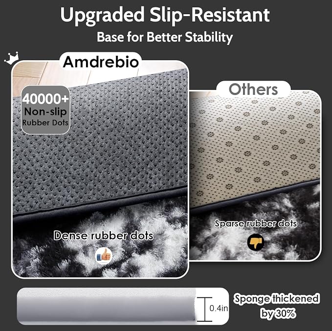 Amdrebio Black White Grey Small Mini Rug 2x3 - Image 5