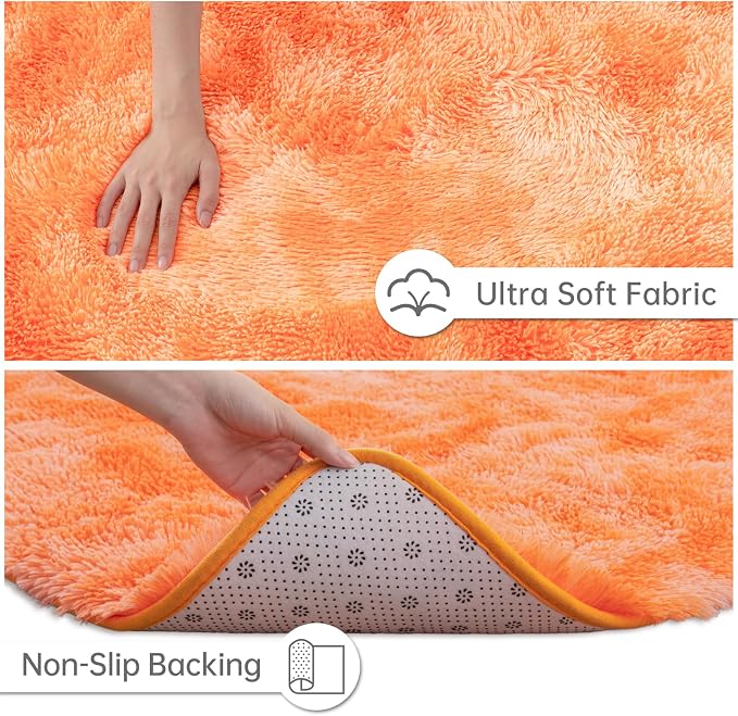 Goideal Fluffy Rug for Bedroom Living Room, 3x5 Orange Area Rugs, Faux Fur Shag - Image 6