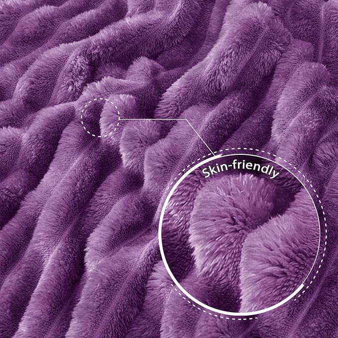 Exclusivo Mezcla Twin Size Flannel Fleece Blanket, Super Soft Striped Jacquard - Image 5