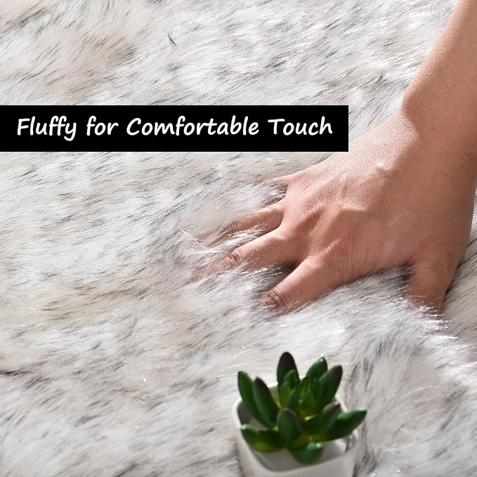 Goolela Sheepskin Area Rug 5x8 Fluffy Fuzzy Furry Rug - Image 5