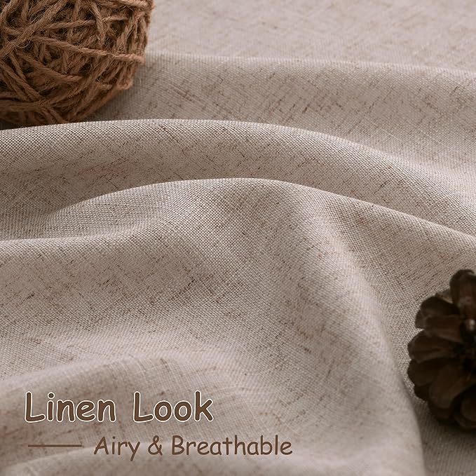 Oatmeal Linen Curtains 90 Inch Length 2 Panels Set - Image 5