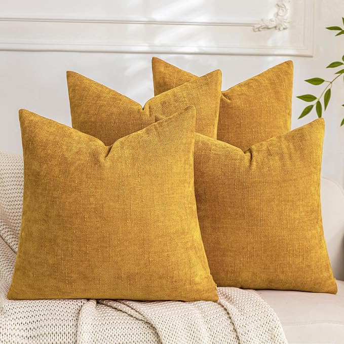 Set of 4 Soft Textured Decorative Throw Pillow Covers 22x22 Inch Cozy Farmhouse by Cozoomy