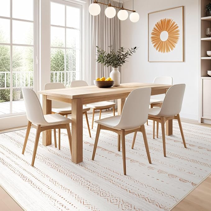 Nakagishi 6x9 Area Rugs Living Room: Washable Boho Large Neutral Soft Farmhouse - Image 7