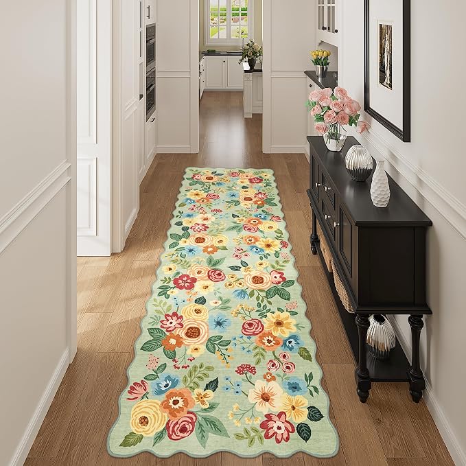 DUKINO 2x6 Runner Rug, Floral Washable Rug - Image 8