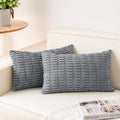 Pack of 2 Corduroy Decorative Throw Pillow Covers 12x20 InchSoft Boho Striped by Unknown