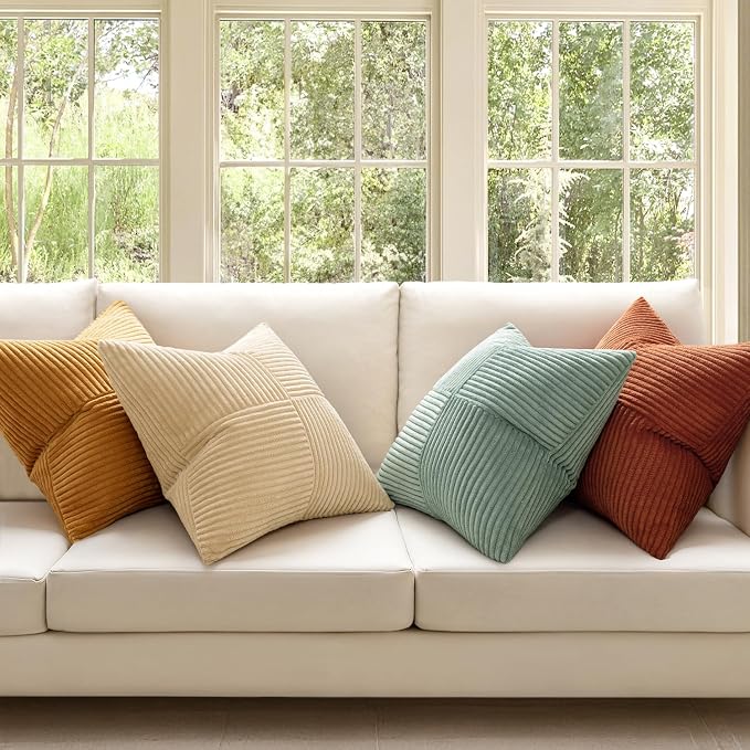 MIULEE Fall Teal-Orange Decorative Throw Pillow Covers 22x22 Inch Set of 4 Boho - Image 2