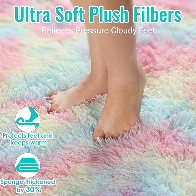 4x6 Rainbow Fluffy Soft Plush Area Rugs - Image 5