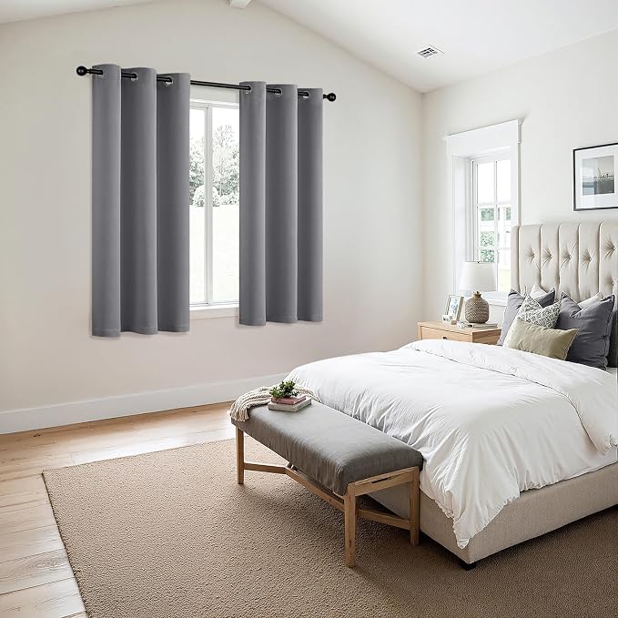 MIULEE Blackout Curtains for Bedroom 2 Panels 40 x 45 Inch Long Light Gray | - Image 6