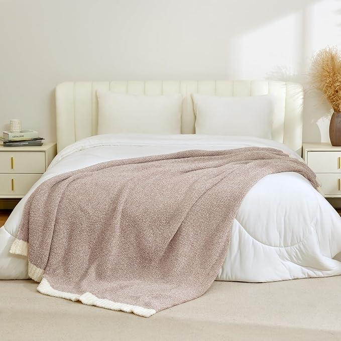 Snuggle Sac Queen Size Bedding Blanket Taupe, Super Soft Warm Microfiber - Image 4
