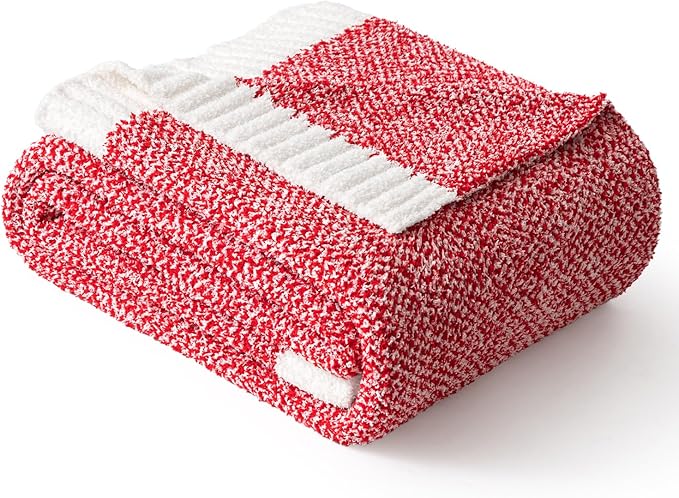 MIULEE Red Super Soft Throw Blanket for Couch, Cozy Fluffy Warm Blankets Knit Throw Blankets for Sofa, Bed, Chair, Living Room, Camping, Picnic, 50 x 60 inch