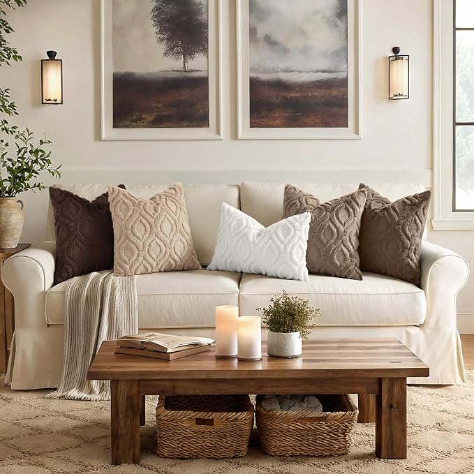 decorUhome Throw Pillow Covers 26x26 Inch Set of 2, Soft Plush Faux Wool Light - Image 3