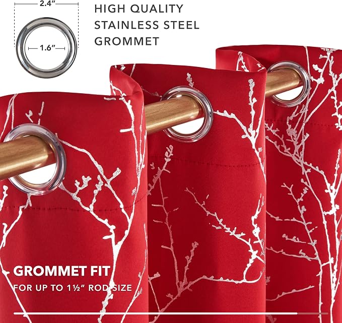 Deconovo Christmas Red Curtains, Soundproof Curtain, 42 x 63 Inch Long - Image 8