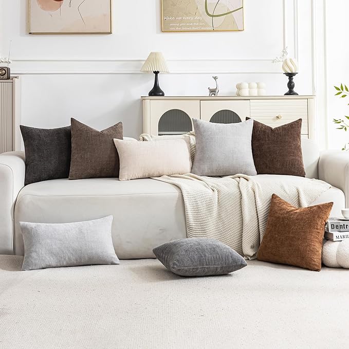 Set of 4 Soft Textured Decorative Throw Pillow Covers 20x20 Inch Cozy Farmhouse - Image 3