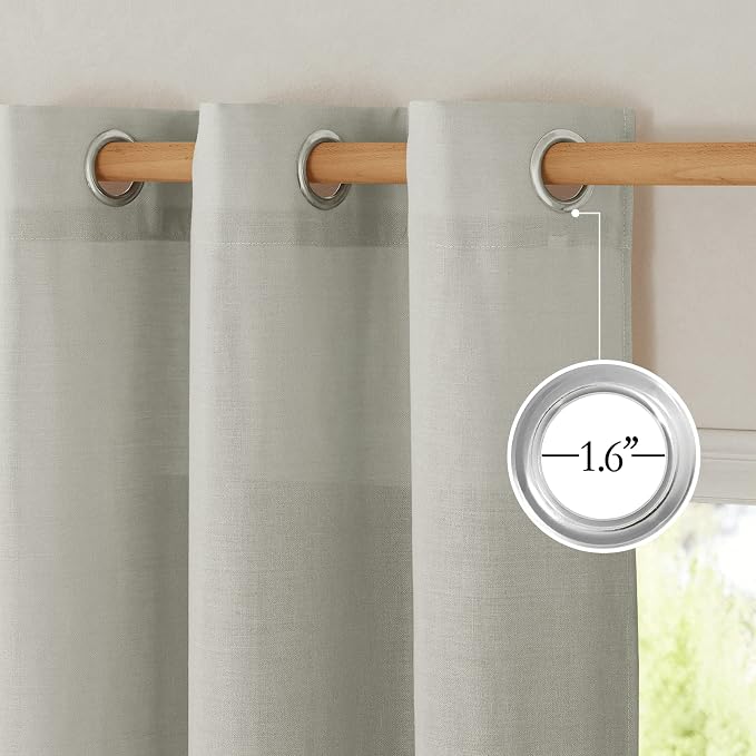 NICETOWN Linen Curtains for Windows 90 inch Long, Grommet Semi Sheer Vertical - Image 4