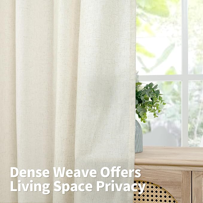 YoungsTex Natural Linen Semi Sheer Curtains 84 Inch Length - Image 3