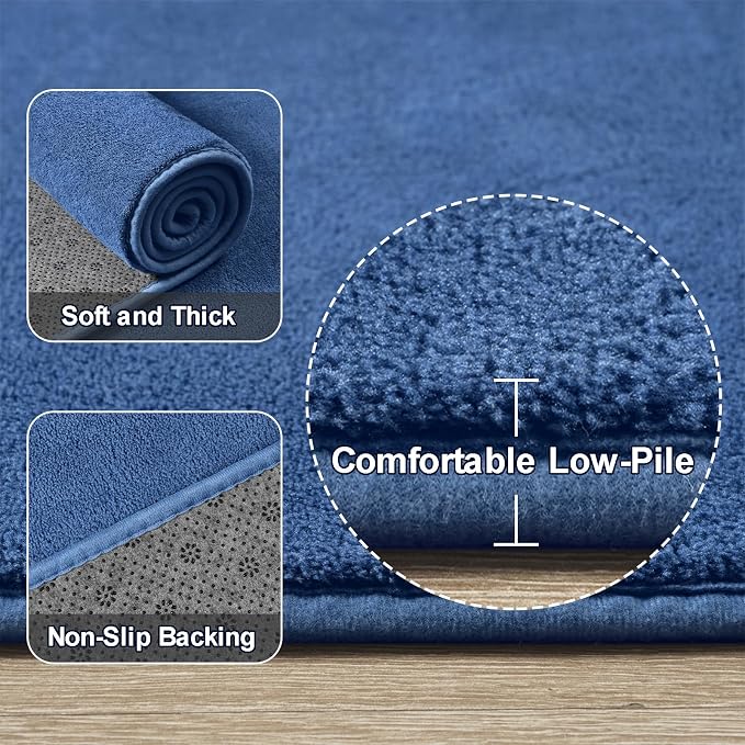 Amearea 4x4 Square Area Rugs for Bedroom Living Room, Modern Blue Thickened - Image 3
