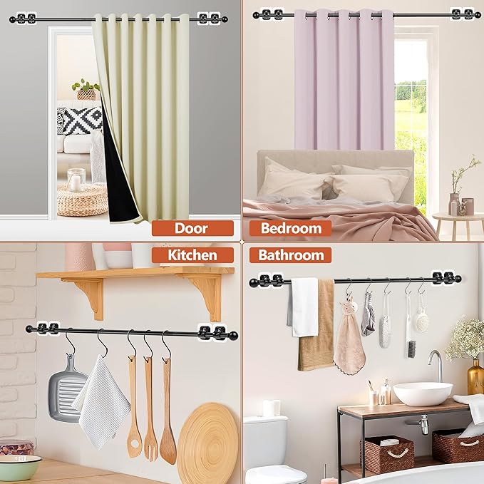 Curtain Rods No Drilling for Windows Set 30 to 45 Inch, 5/8 Inch Diameter - Image 3