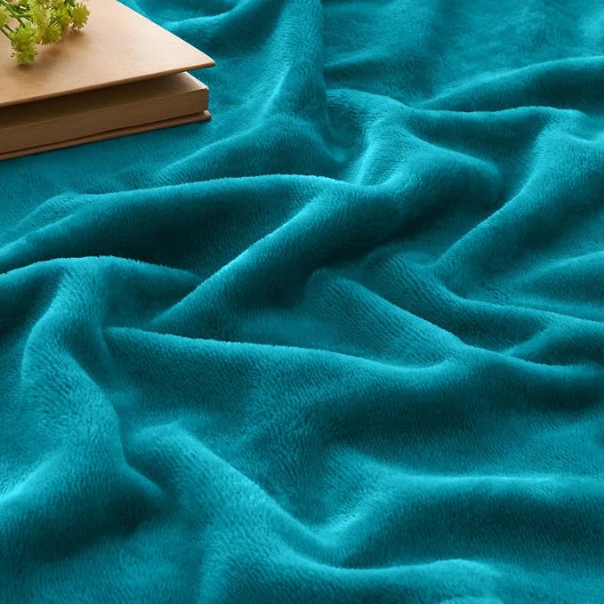 BEDELITE Fleece Blanket Soft Plush King Size Bed Blanket Teal Blue 108"x90" | - Image 4