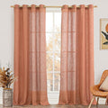 Light Filtering Sheer Linen Curtains 102 inches Long, Linen Textured Semi Sheer by LAMIT