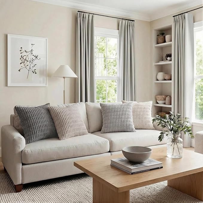 Fancy Homi Set of 4 Grey and White Decorative Throw Pillow Covers 18x18 Inch - Image 6