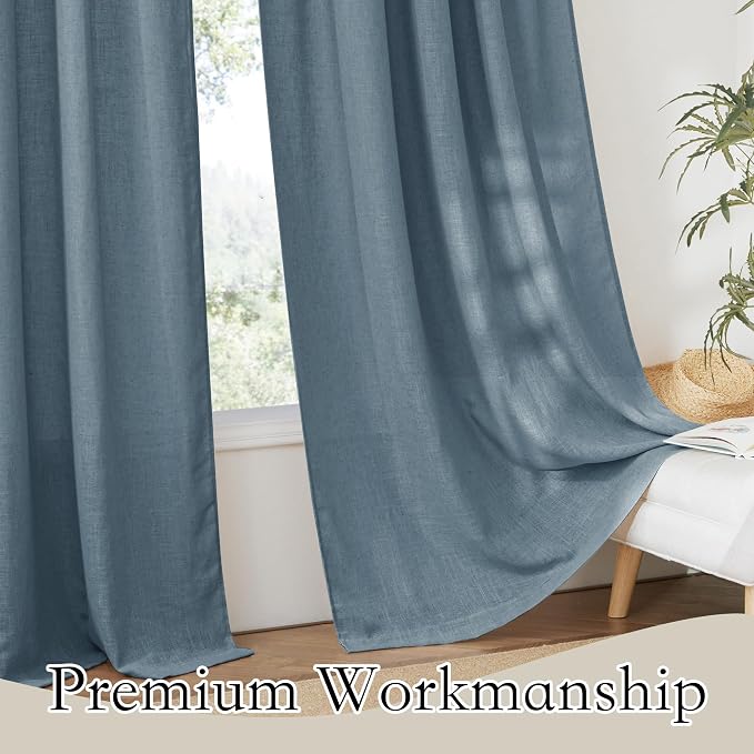 RYB HOME Farmhouse Boho Linen Sheer Curtains 90 inches Long - Image 5