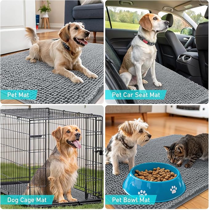 OLANLY Dog Door Mat for Muddy Paws 47x32, Super Absorbent Chenille Mud Mat | - Image 7