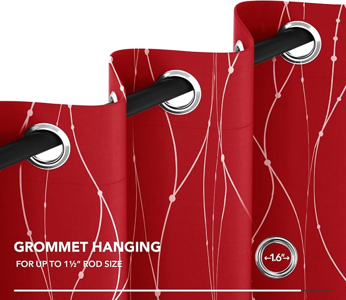 Deconovo Blackout Curtains, Christmas Red Curtain, Thermal Insulated - Image 6