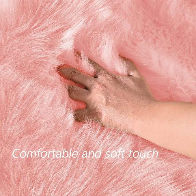 Latepis 3x4 Area Rug, Faux Fur Sheepskin Rug - Image 4