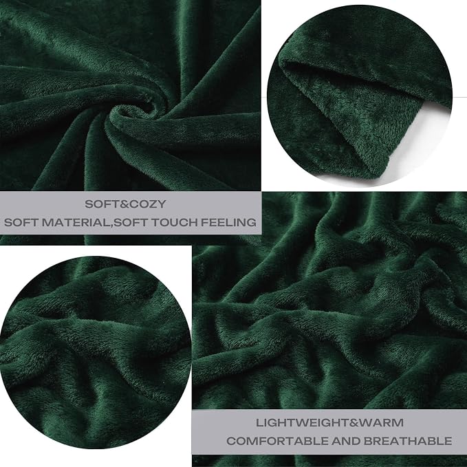 Forest Green Fleece Plush Throw Blanket 90"x90"for Couch Fuzzy Cozy Flannel | - Image 4