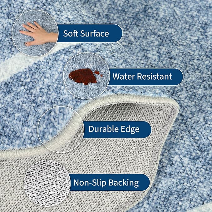 GarveeHome Scalloped Round Rugs 6Ft Washable Area Rug - Image 4